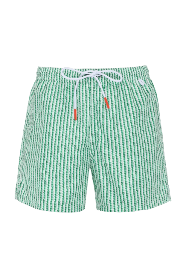 Isaia men's beach shorts green with stripes 180417 - photo 1