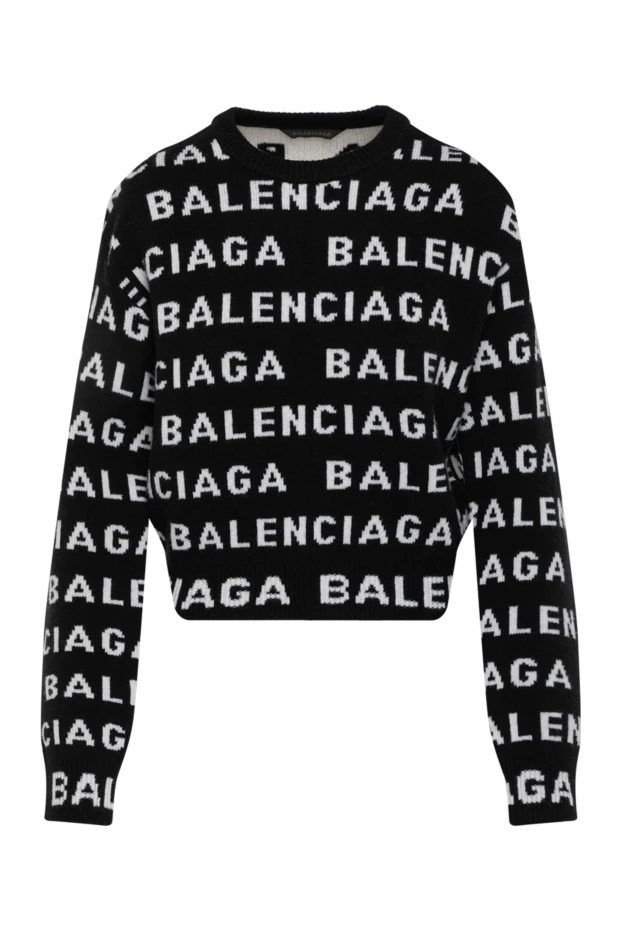 Balenciaga жіночий чорний джемпер з принтом з логотипом 180453 - фото 1