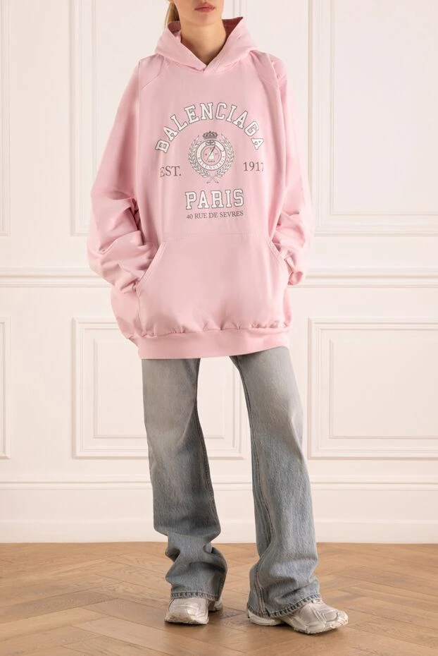 Balenciaga oversized hoodie for women pink with logo 180455 - photo 2