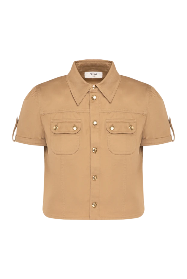 Women's cropped brown short-sleeved shirt