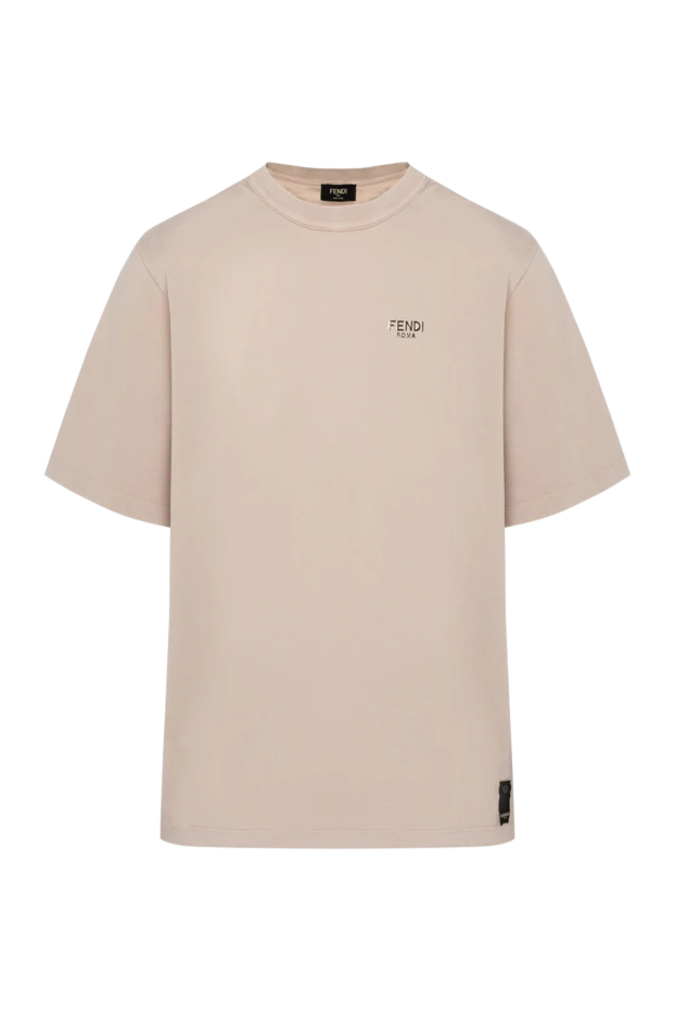 Fendi men's beige t-shirts with a silver logo. 180475 - photo 1