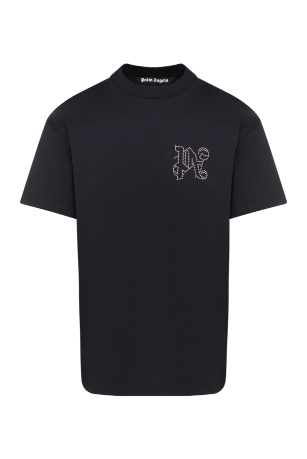 Palm Angels men's black cotton t-shirt with logo 180477 - photo 1