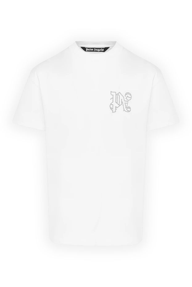 Palm Angels men's white cotton t-shirt with logo 180478 - photo 1