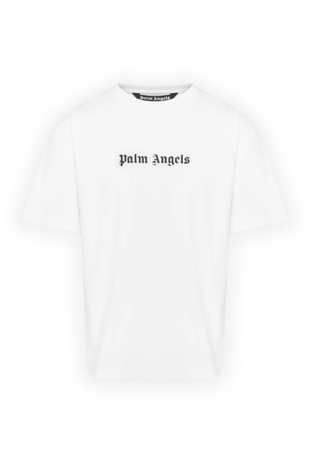 Palm Angels men's white cotton t-shirt with logo 180482 - photo 1