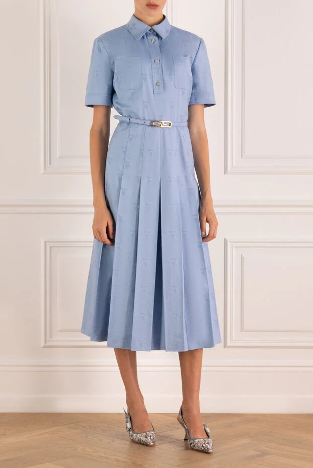 Gucci blue dress with short sleeves made of cotton 180499 - photo 2