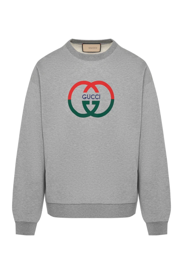 Gucci sweatshirt for men gray with cotton logo 180502 - photo 1