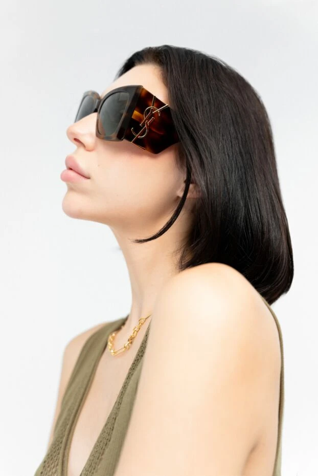 Saint Laurent очки женские из пластика коричневые 180509 - фото 2