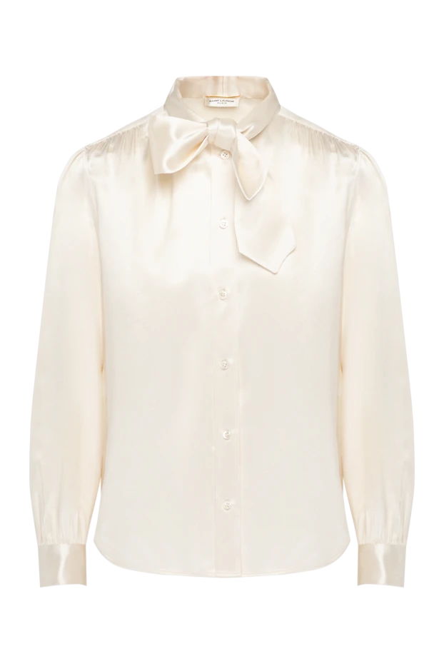 Saint Laurent silk blouse with a beige bow. 180511 - photo 1