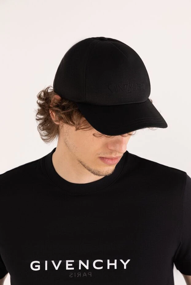 Saint Laurent men's black cap made of cotton 180517 - photo 2