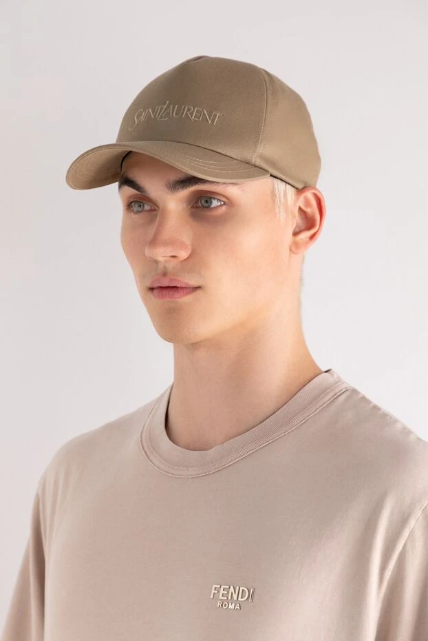 Saint Laurent man men's beige cotton cap 180518 - photo 2