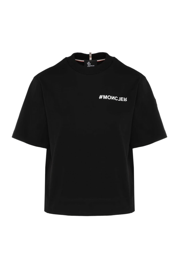 Women's black T-shirt with a logo