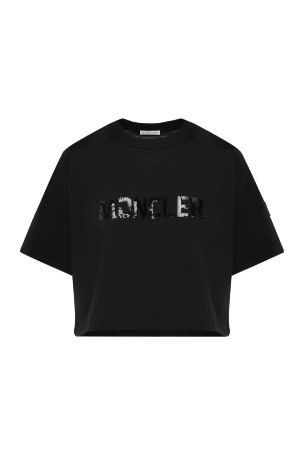 Women's black T-shirt with a logo