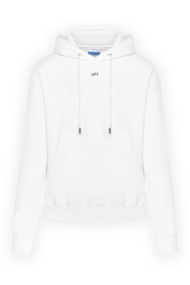 Men's white cotton hoodie with logo