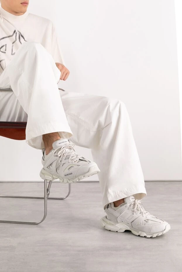 Balenciaga man men's white sneakers made of genuine leather and textile buy with prices and photos 180558 - photo 2