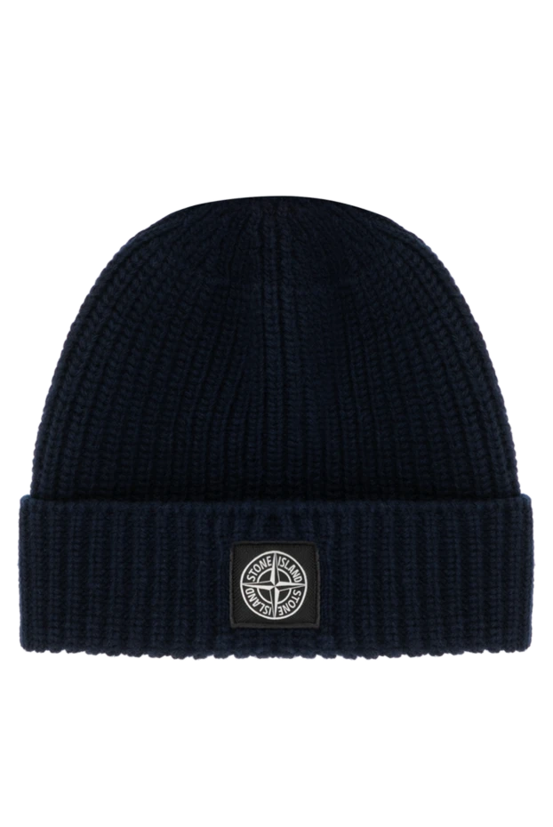 Stone Island men's blue woolen hat with a ribbed design 180570 - photo 1