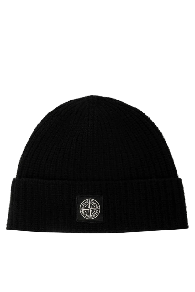 Stone Island men's woolen black hat with a ribbed design 180572 - photo 1