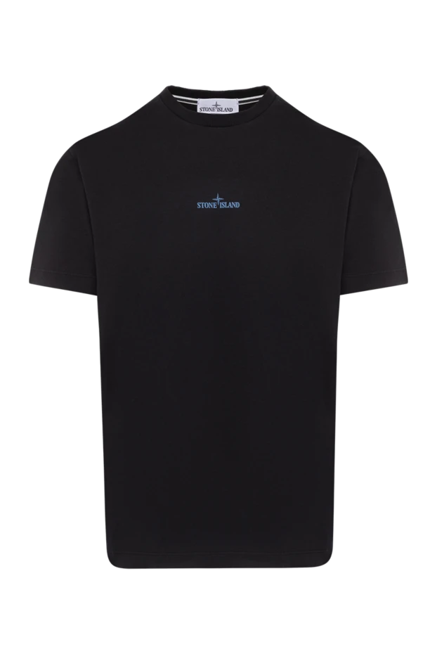 Stone Island men's black t-shirt with blue logo 180573 - photo 1