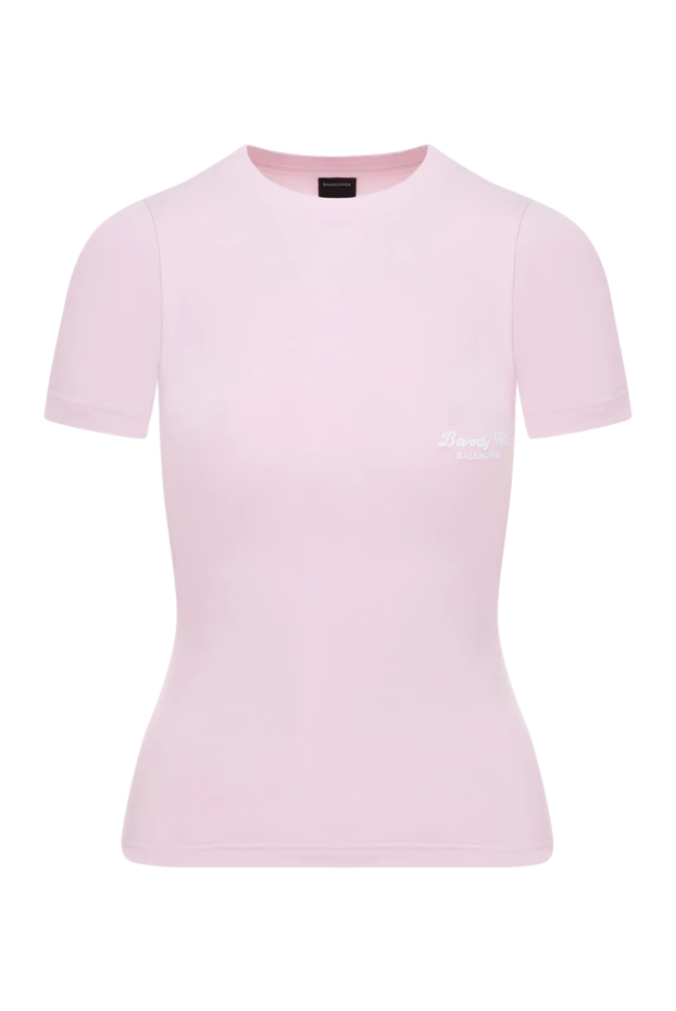 Balenciaga women's pink cotton t-shirt with logo 180608 - photo 1