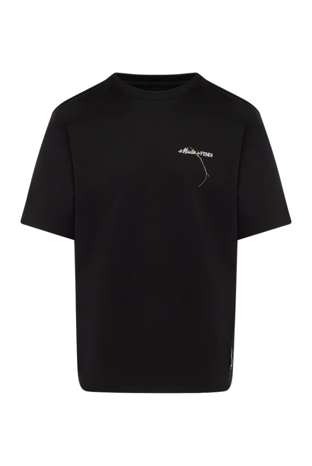 Men's black cotton T-shirt with logo