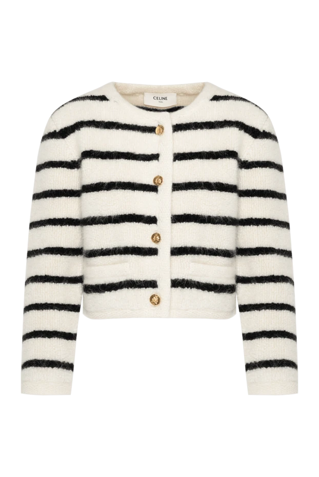 White short cardigan for women in stripes