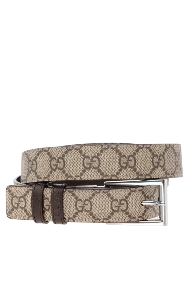 Gucci men's beige belt with logo print and square buckle 180700 - photo 1