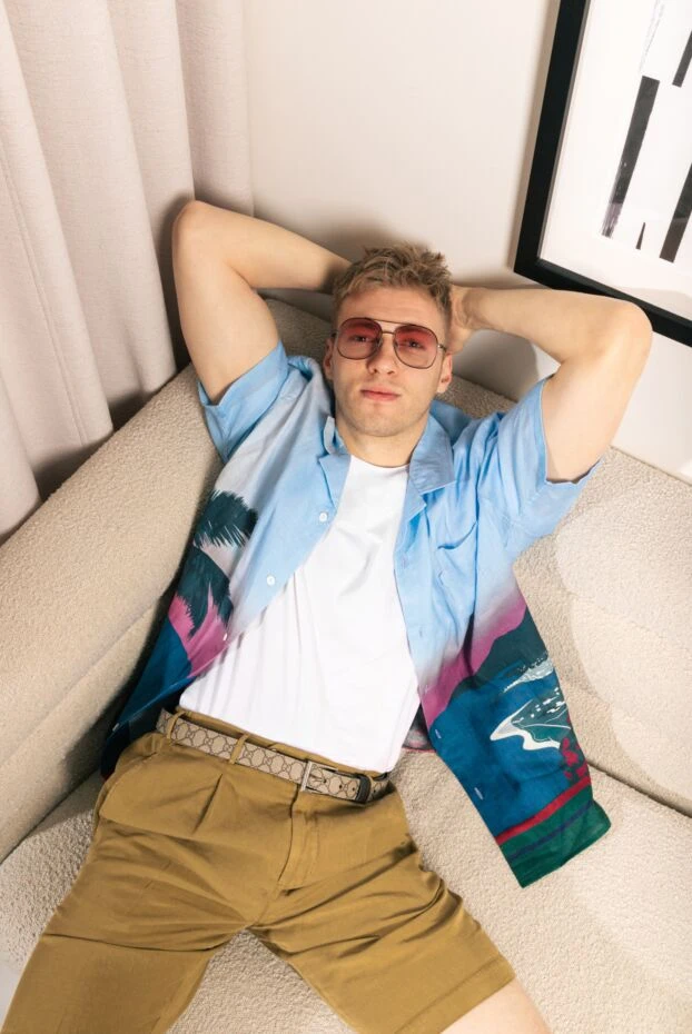 Gucci leather men's belt with a beige logo. 180700 - photo 2