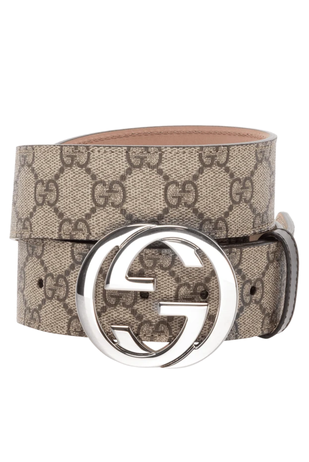 Gucci men's beige leather belt with logo print 180704 - photo 1