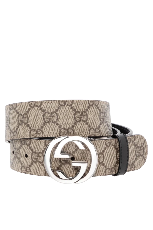 Gucci men's beige leather belt with logo print 180705 - photo 1