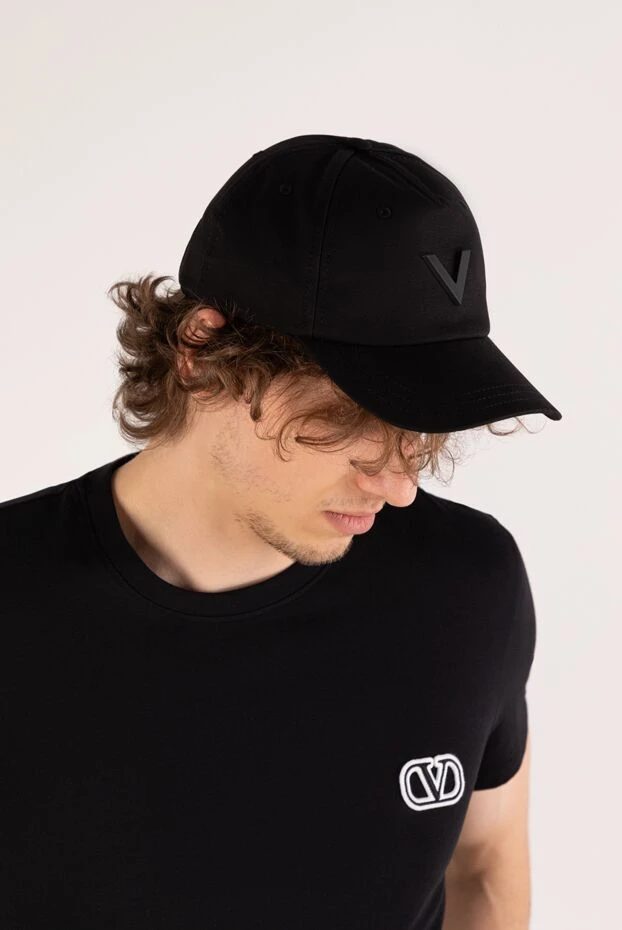 Valentino men's black cotton cap with logo 180770 - photo 2