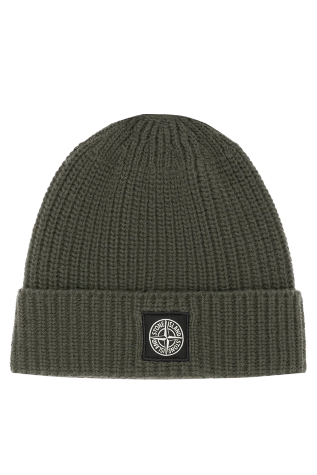 Stone Island men's woolen hat green with a ribbed pattern 180775 - photo 1