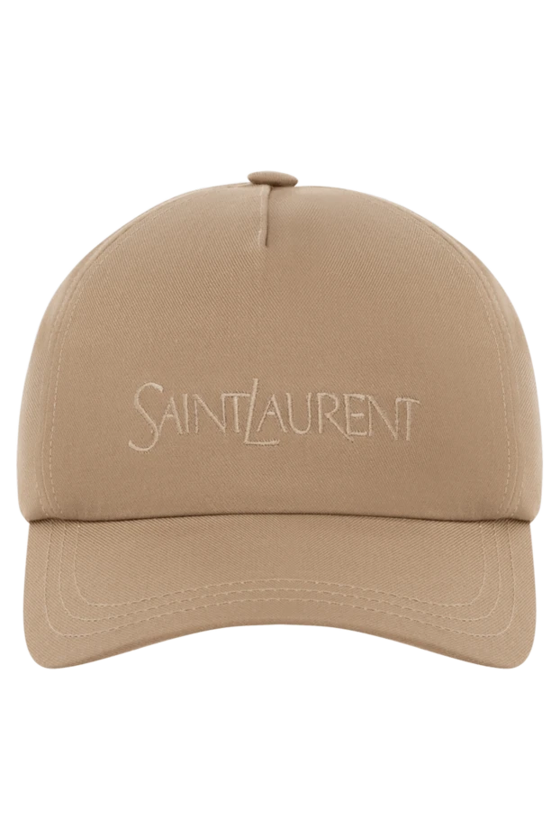 Saint Laurent кепка чоловіча бежева з бавовни та льону 180781 - фото 1