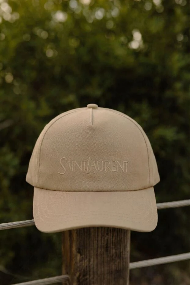 Saint Laurent men's beige cap made of cotton and linen 180781 - photo 2