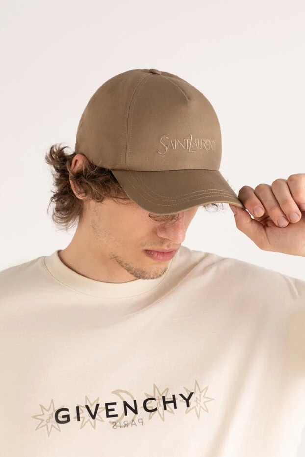 Saint Laurent man men's beige cap made of cotton and linen buy with prices and photos 180781 - photo 2