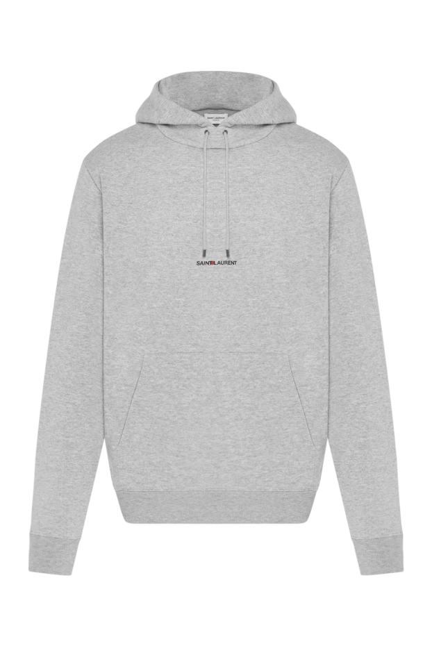 Saint Laurent men's gray melange hoodie with pocket 180787 - photo 1