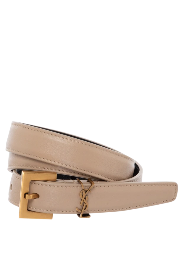 Women's beige belt made of genuine leather.