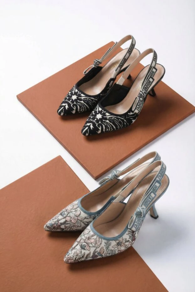 Dior босоніжки жіночі блакитні з бавовни та натуральної шкіри 180797 - фото 2