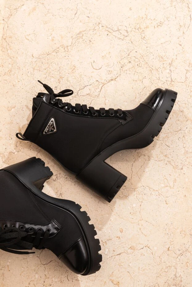 Prada women's nylon high-heeled boots black 180802 - photo 3