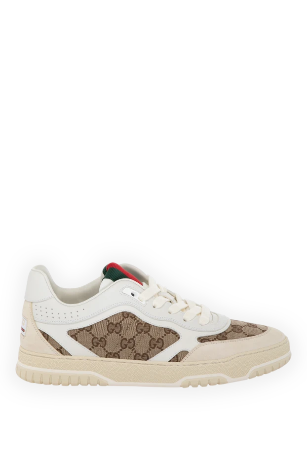 Gucci woman women's sneakers, beige, made of cotton and leather buy with prices and photos 180815 - photo 1