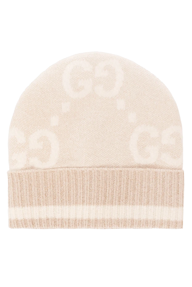 Gucci beige women's hat with logo made of cashmere 180832 - photo 1