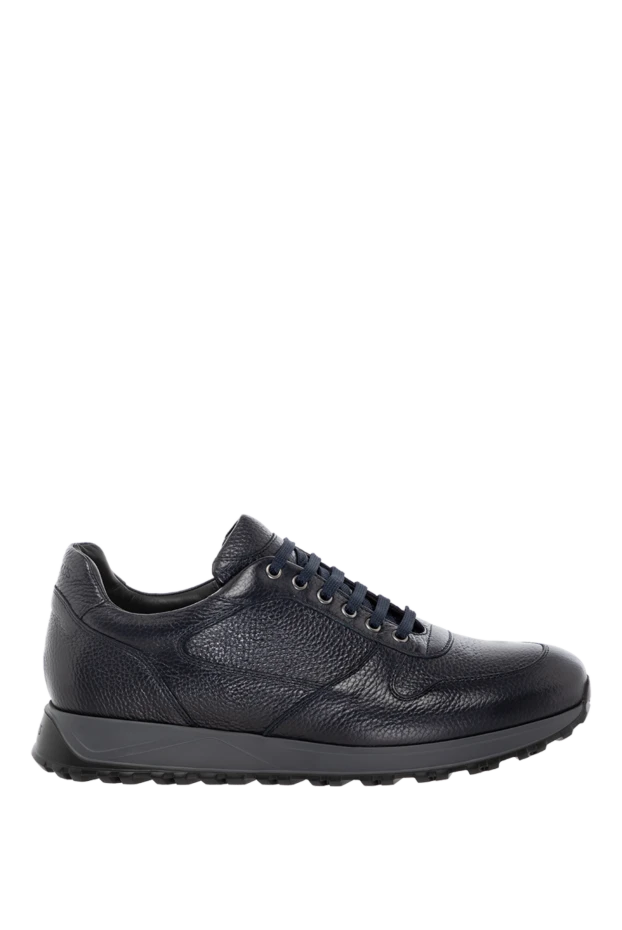 Doucal`s blue men's sneakers made of grained leather 180855 - photo 1