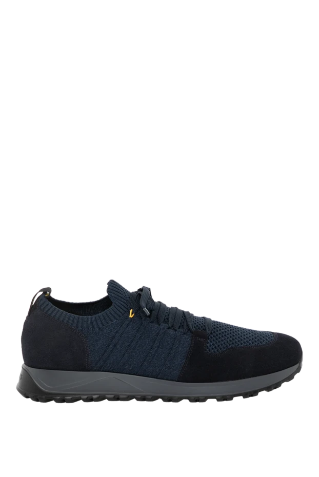 Doucal`s men's blue sneakers made of cotton and suede 180861 - photo 1