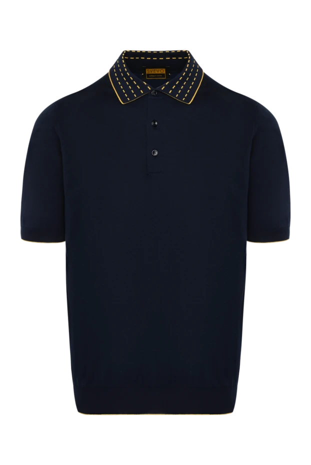 Dark blue polos with striped collar - photo 1