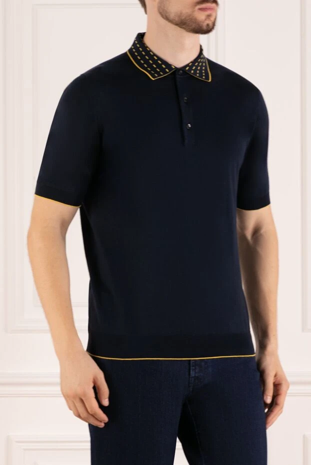 Svevo dark blue polos with striped collar 195428 - photo 3