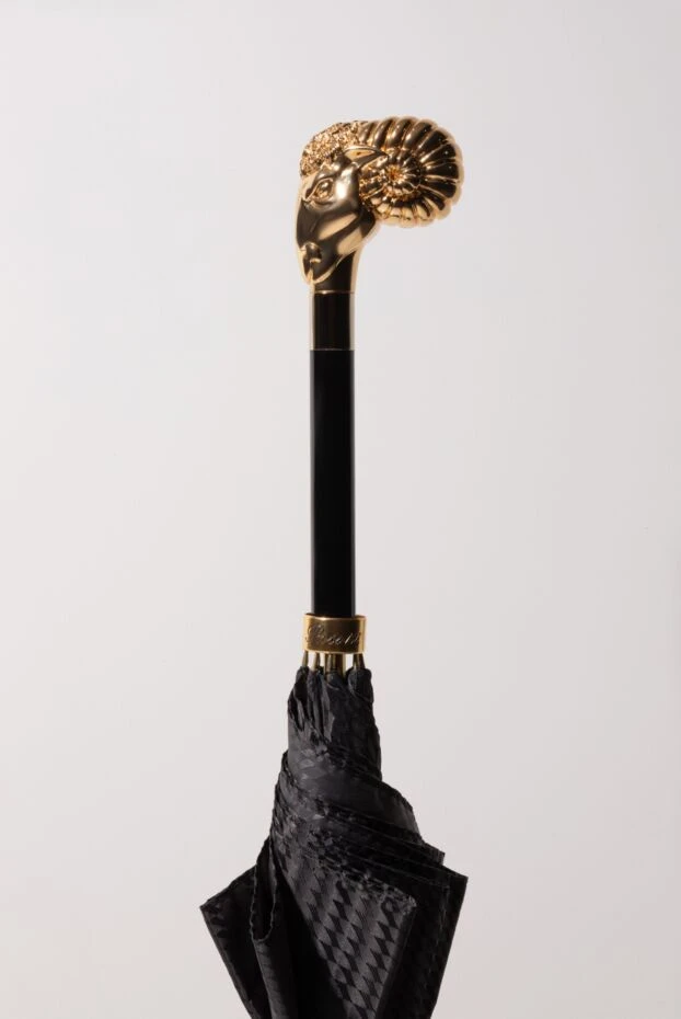 Pasotti парасолька чоловіча gold ram handle чорна 180943 - фото 3