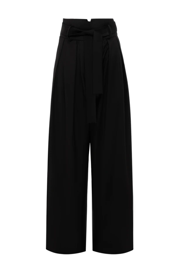 Women's wide trousers with ties with a belt black