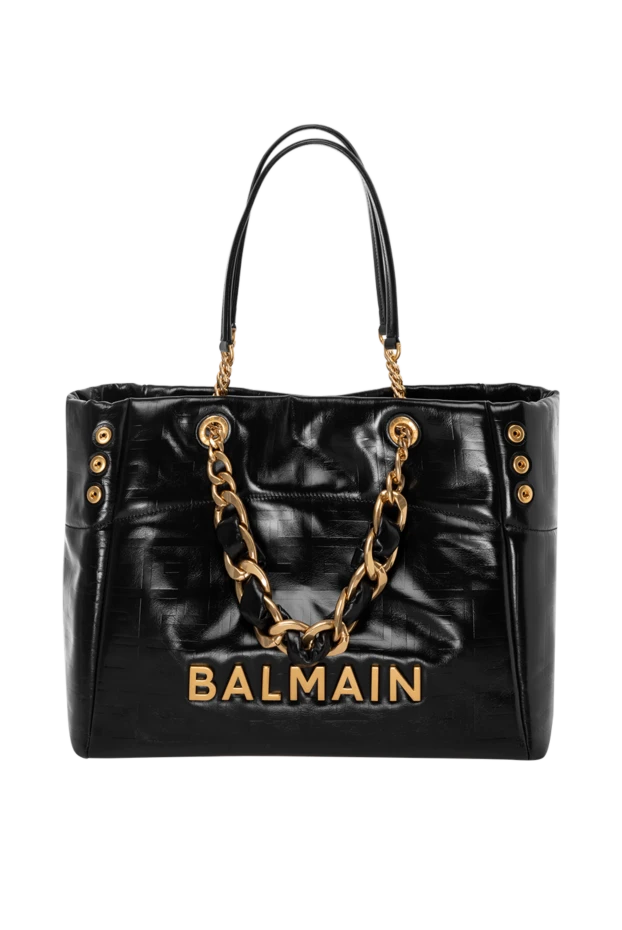 Balmain soft tote bag in embossed cracked calfskin with pb labyrinth monogram 181139 - photo 1