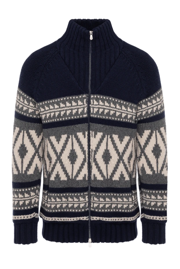 Brunello Cucinelli cardigan for men blue with graphic pattern 181147 - photo 1
