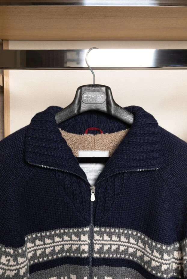 Кардиган чоловічий синій з графічним візерунком - фото 2