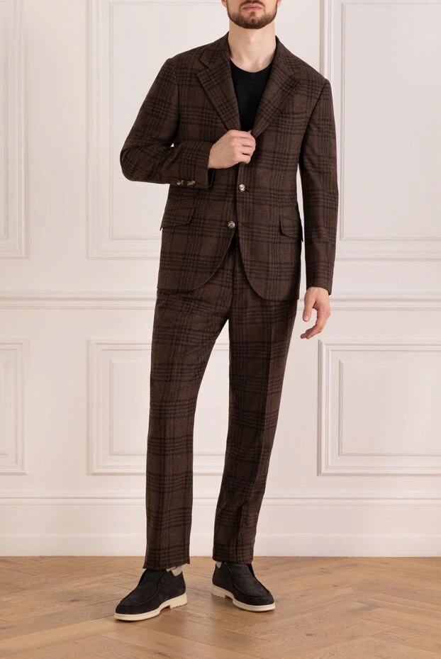 Brunello Cucinelli костюм чоловічий коричневий у клітку 181149 - фото 2