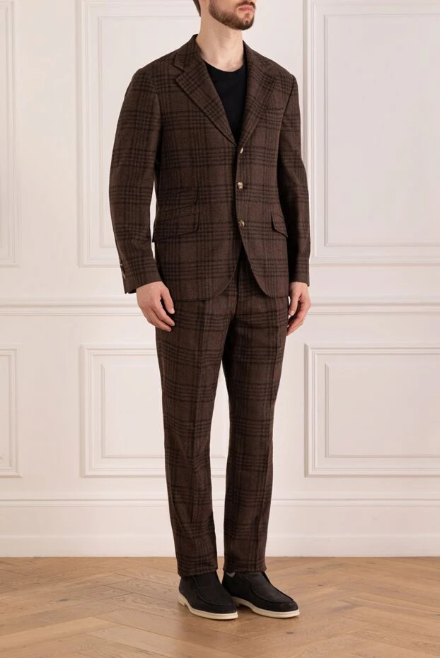 Brunello Cucinelli костюм чоловічий коричневий у клітку 181149 - фото 3